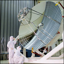 Herschel's 3.5 meter diameter mirror will give astronomers their best view yet of the universe at the far-infrared and sub-millimeter wavelengths. Photo courtesy of the ESA.