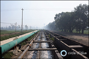 A canal carries the effluent from the Baosteel Complex, China’s iron and steel giant, near Baogang, Inner Mongolia. Click image to enlarge. A canal carries the effluent from the Baosteel Complex, China’s iron and steel giant, near Baogang, Inner Mongolia. Click image to enlarge.