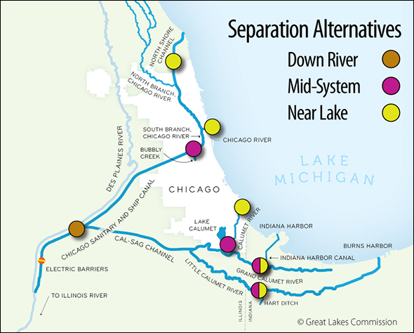 Asian Carp Barrier Map