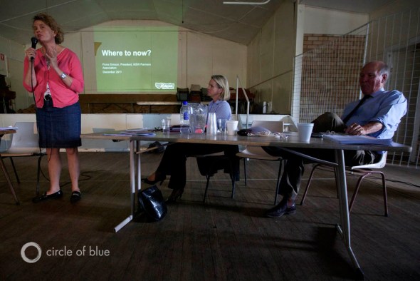 Liverpool Plains farmers and policy makers gather at a town hall meeting. Australia Liverpool Plains Mullaley Senator Fiona Nash Tony Windsor Independent MP Parliament Fiona Simson New South Wales Farmers Association farm irrigation food production drought energy coal seam gas water supply
