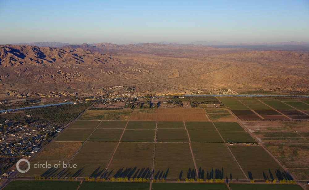 Click to enlarge. Colorado River Basin farm land agriculture crops irrigation wells mojave desert