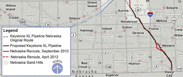 Keystone XL reroute map