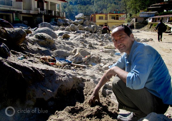 Sonprayag, a tourist village just downstream from the Kedarnath shrine, was swept nearly clean away by flood waters and boulders. More than 500 cars were carried into the Mandakini River. At least 25 people who were hiking down from Kedarnath and crossing a hillside just upriver were buried when it slipped into the river. Photo: Keith Schneider