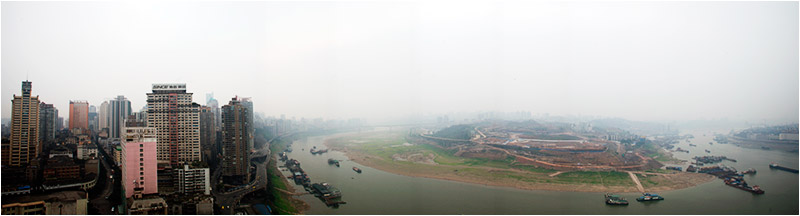 Chongqing, China -- The confluence of the Jialing and Yangtze rivers provides drinking water for the region's 31 million people. Photo by J. Carl Ganter for Circle of Blue.