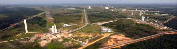 Atop the Ariane 5 rocket in Kourou, French Guiana, Herschel waits for its May launch. Named after the British astronomer William Herschel, who discover the infrared spectrum and Uranus, the observatory is the largest space telescope ever launched. Photo courtesy of the ESA.