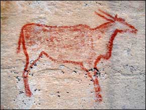 This rock art depicts an Eland, a savannah and plains antelope found in East and Southern Africa.