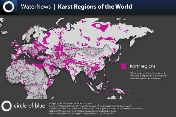 World Karst Regions Map