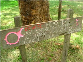 A hippo warning sign at Fisherman’s Camp