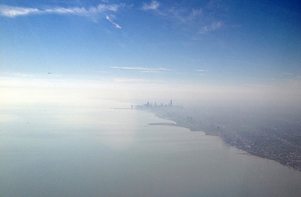 Looking south to Chicago, which sits just 29 kilometers (18 miles) northwest of the Whiting refinery.