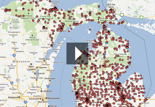 Click to open up the interactive Google Fusion map and explore Michigan's LUST sites.