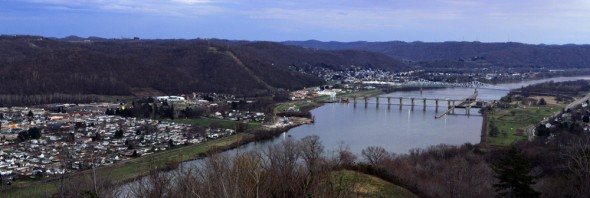Photo Â© 2012 Heather Rousseau New Mansfield West VIrginia is seen across the Ohio River from Keidash Point Park, Ohio on Saturday, March 17, 2012. Copyright Â© 2012 Heather Rousseau