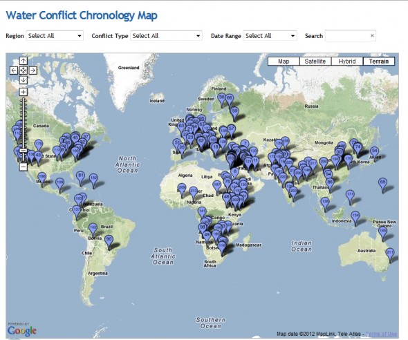 pacific institute interactive infographic world map water conflict global violence