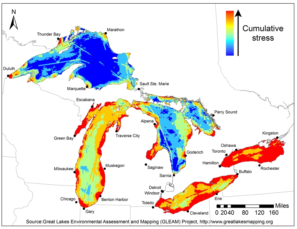 Great Lakes stress climate change pollution