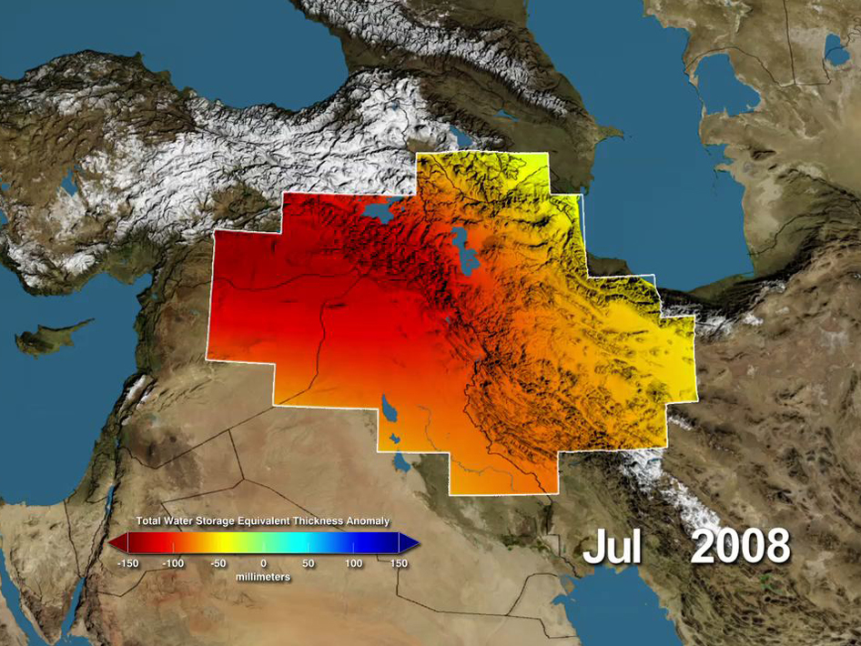 NASA GRACE satellite image Middle East water Tigris Euphrates