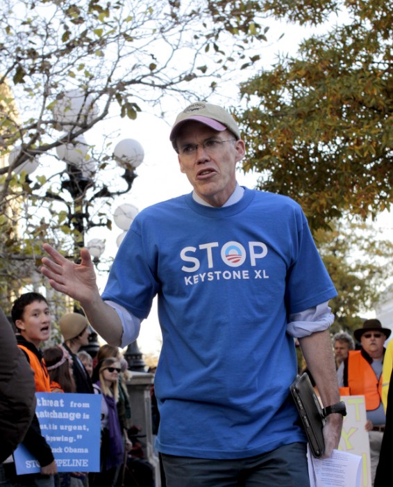 Bill McKibben, a leading environmental activist and the founder of 350.org, will be the keynote speaker at Sunday's rally in St. Ignace. Here, McKibben speaks at a Keystone XL Pipeline protest at the White House in November of 2011.