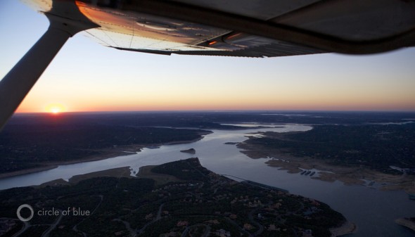 Austin Texas Lake Travis flying flight take off airport J. Carl Ganter Circle of Blue