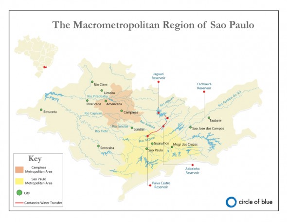 Sao Paulo Metropolitan Region water supply shortage map drought Brazil Codi Yeager Kozacek Circle of Blue