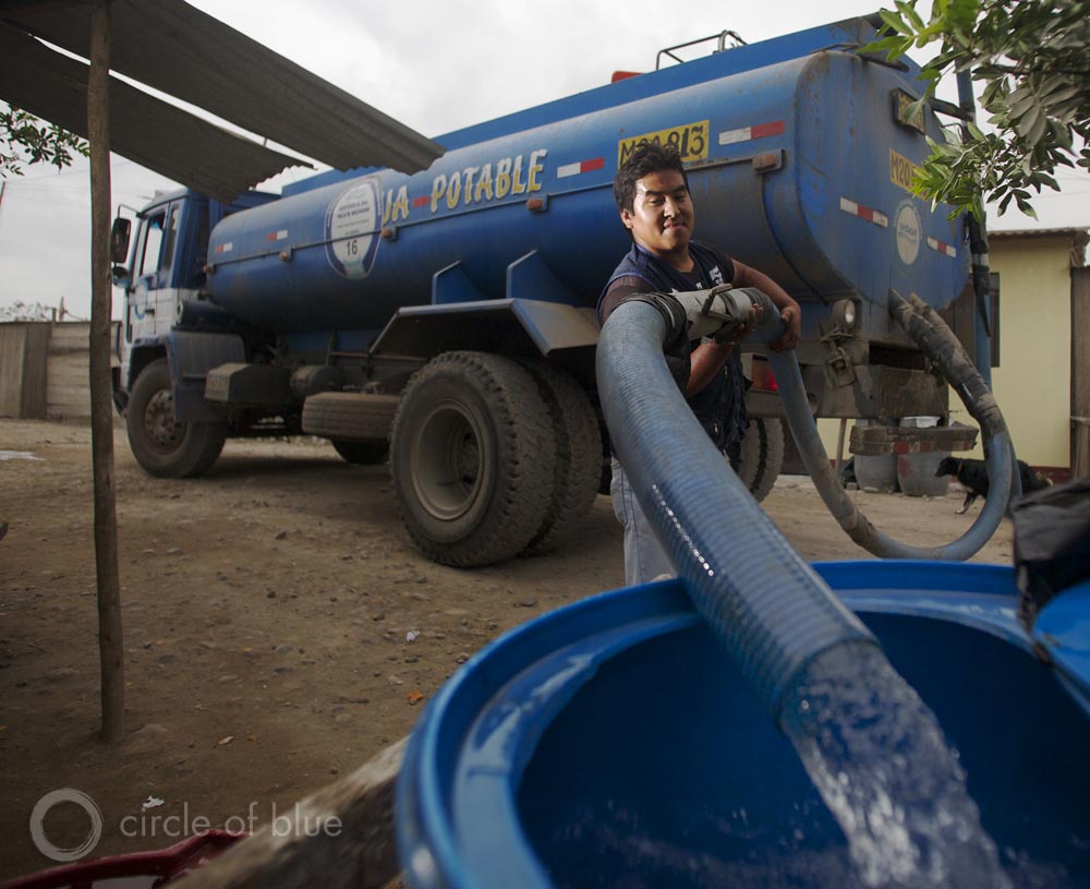 Peru Lima drinking water supply wastewater treatment megacity water tanker