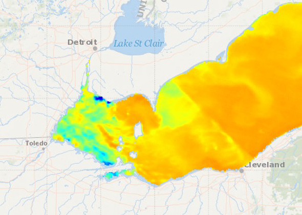 Lake Erie surface water temperature