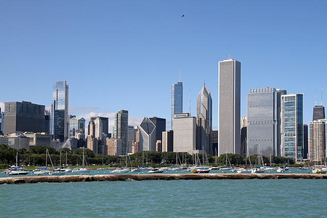 Chicago skyline water