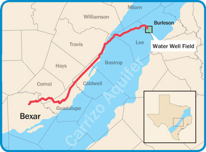 San Antonio Vista Ridge pipeline groundwater Burleson County water supply Texas drought