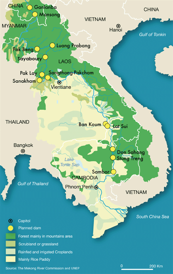 Map Infographic Lower Mekong River hydropower proposed dam development Laos Cambodia Vietnam Thailand Yiruo Zhao Circle of Blue Cody Pope