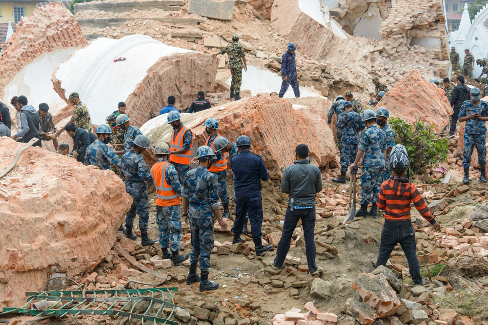 Nepal Kathmandu earthquake disaster rubble buildings collapsed infrastructure