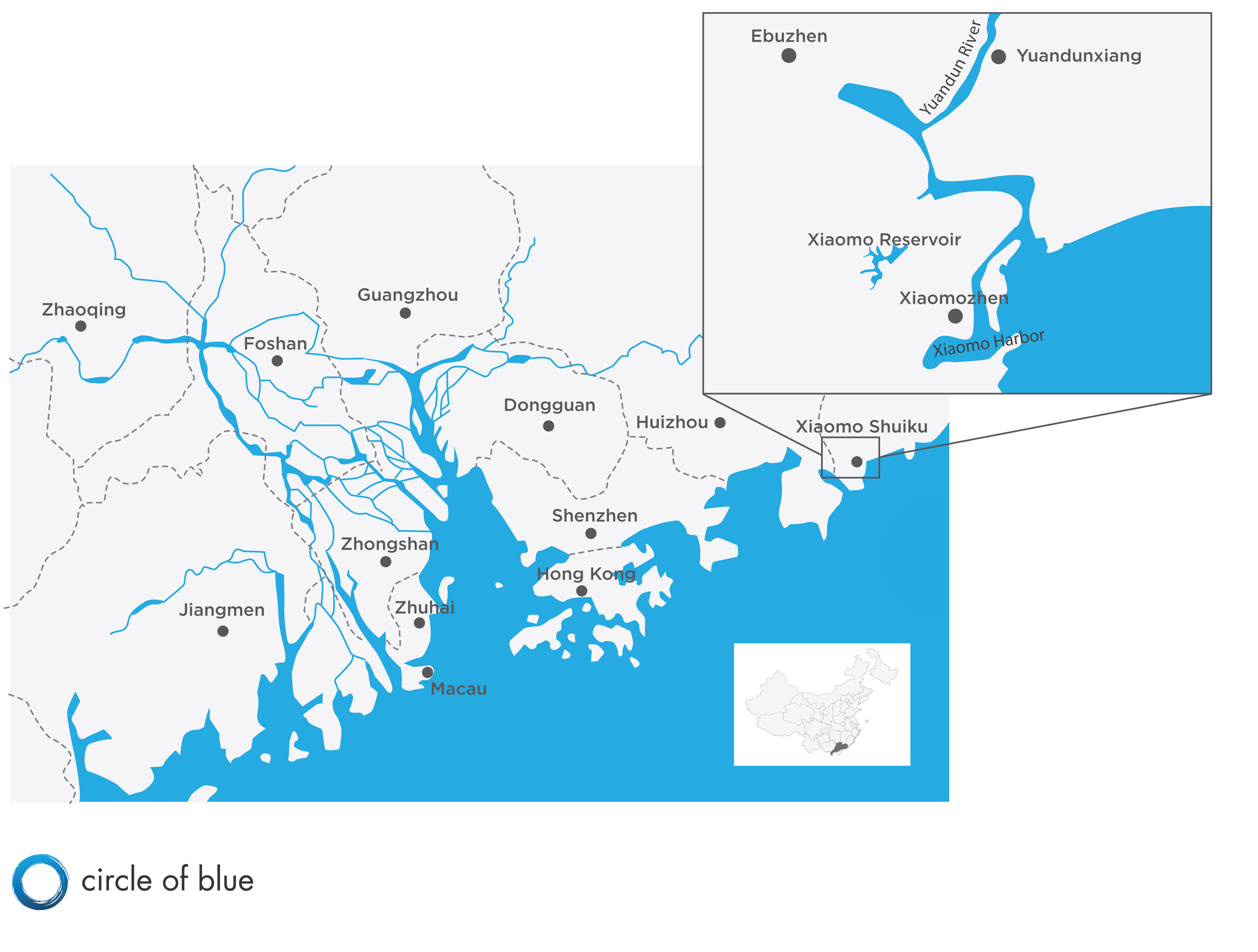 Map Infographic Pearl River Delta China Shenzhen Circle of Blue economic development