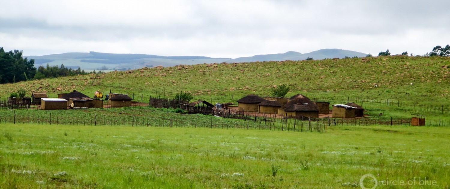 A Zulu family compound in the hills near Vryheid where a big underground coal mine is proposed. Photo © Keith Schneider / Circle of Blue 