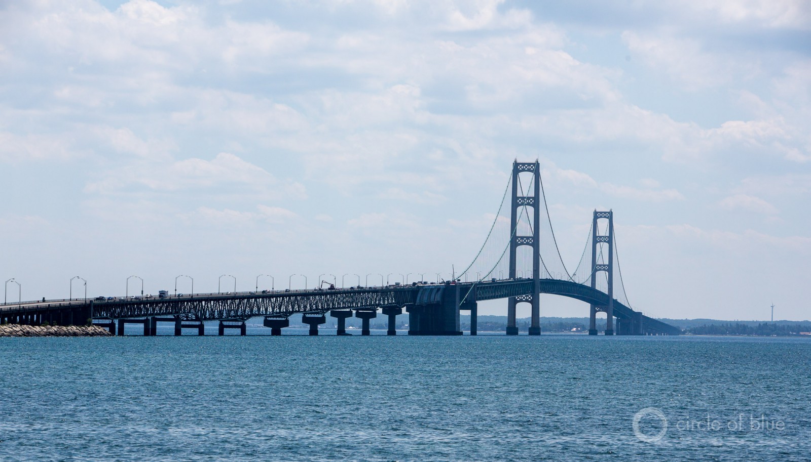 The “Pure Michigan” brand has been damaged in recent years by a big inland oil spill, lead-poisoned drinking water in Flint, and a 63-year-old oil pipeline under the Straits of Mackinac. It is unclear if aquaculture will be allowed in the state's Great Lakes waters. Photo © J. Carl Ganter / Circle of Blue