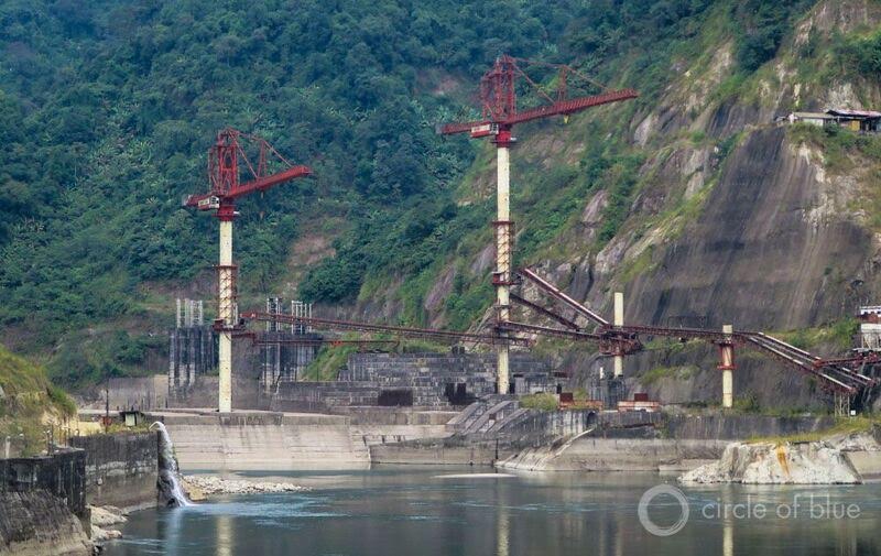 Citizen opposition in 2011 shut down construction of the $US 1.6 billion, 2000-megawatt Lower Subansiri hydropower project in Assam, India. The dam is half finished and no resumption of construction is in sight. Photo © Keith Schneider / Circle of Blue 
