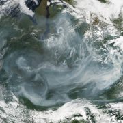 Satellite details from July 19, 2016 showing wildfires and smoke blanketing parts of Siberia. NASA/JPL