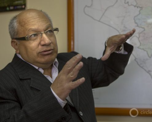 Cesar Aliaga Diaz, who briefly served as the regional president and now directs the Cajamarca regional government’s Social Development Division: “The places that supply our water are in those mountains where the mines are. Our regional government passed a law that says these places must be protected. Our national government says we have no local control. We have different points of view, but the Andes people support us.”