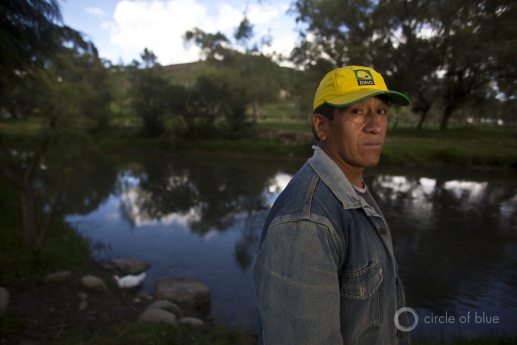 Farmers in Cajamarca fear water contamination from mines upstream from their lands.