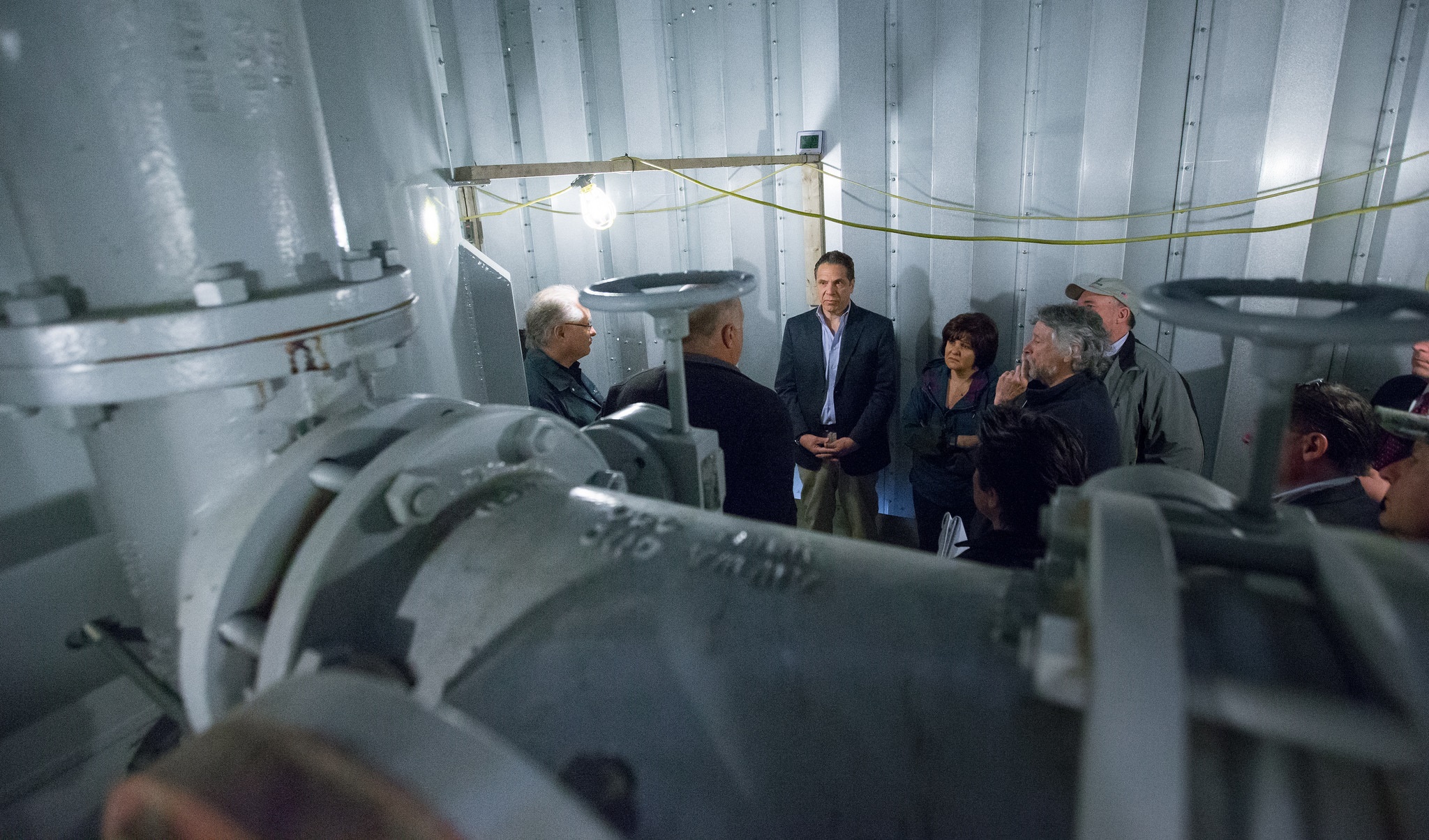 Gov. Andrew Cuomo met with Hoosick Falls officials and other state authorities to tour the Village of Hoosick Falls water treatment plant in this March 2016 photo. The Hoosick Falls water source was contaminated with the chemical PFOA. Photo courtesy of New York Governor's Office