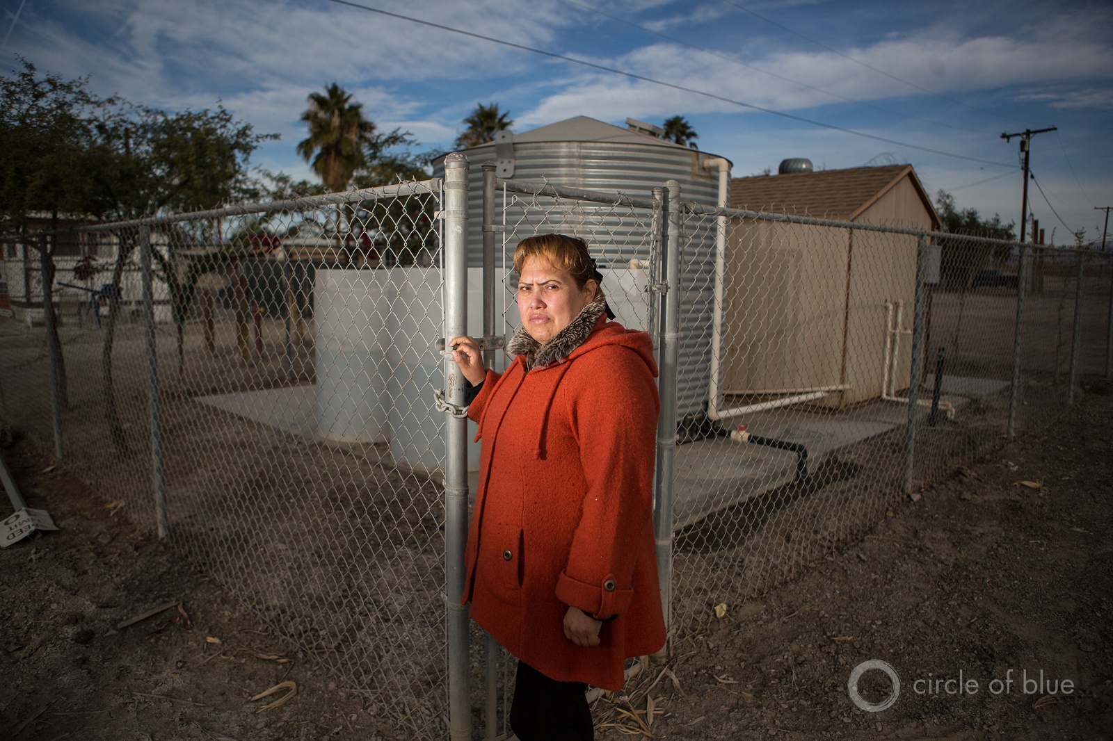 Migrant communities in southern California have to rely on unsafe groundwater supplies or drive to access clean supplies. A water filtration station in the Coachella Valley removes arsenic from groundwater. Photo © J. Carl Ganter / Circle of Blue