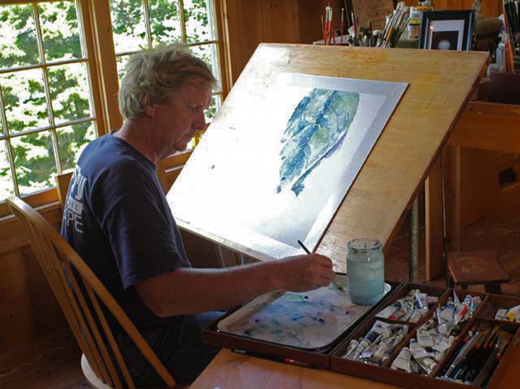 Greg Mort paints a portrait to reflect Circle of Blue's mission to report on the nexus of water, food, and climate.